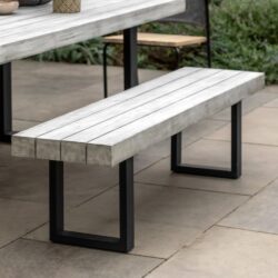 Tarkio Outdoor Wooden Dining Bench With Black Legs In Grey