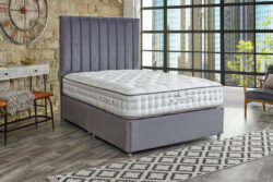 Tuft & Springs Indulgence 1000 Mattress + Premium Divan Bed, Bednextday_Silver, No Storage, Single