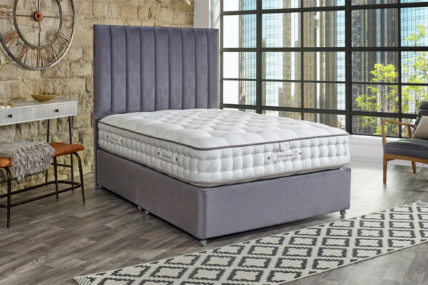 Tuft & Springs Indulgence 1000 Mattress + Premium Divan Bed, Bednextday_Silver, No Storage, Single