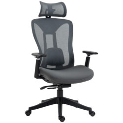 Vinsetto Mesh Office Chair, Ergonomic Desk Chair with Adjustable Headrest, Lumbar Support, 3D Armrest, Sliding Seat, Swivel Wheels, Grey Aosom UK