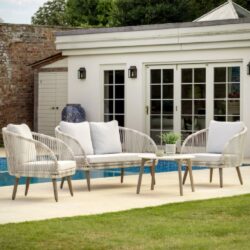 Viola Outdoor Rattan Lounge Set With Coffee Table In Natural