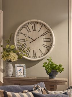 Whitewashed Embossed Clock