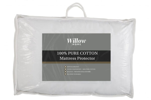 Willow Luxury 100% Cotton Mattress Protector, European Double
