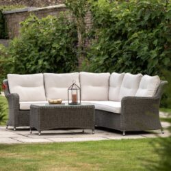 Wroclaw Outdoor Rattan Corner Lounge Set In Black