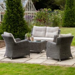 Wroclaw Outdoor Rattan Lounge Set With Coffee Table In Black