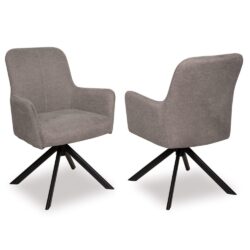Airdrie Oatmeal Fabric Dining Chairs With Black Legs In Pair