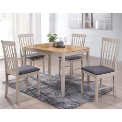 Alcor Wooden Dining Table With 4 Chairs In Oak And Grey