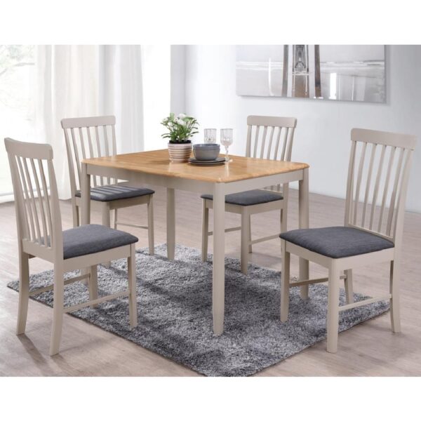 Alcor Wooden Dining Table With 4 Chairs In Oak And Grey
