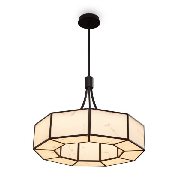 Allen Pendant Lamp - Alabaster & Black Metal