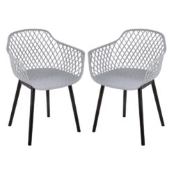 Altona Grey Plastic Dining Chairs With Black Legs In Pair