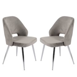 Amarillo Grey Velvet Dining Chairs In Pair