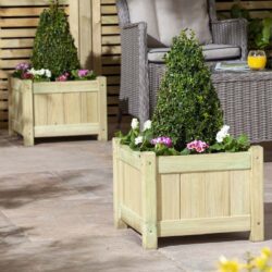 Amesbury Wooden Garden Set Of 2 Planter In Natural
