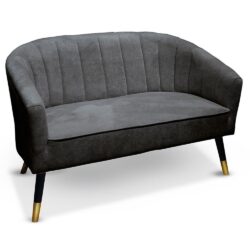 Angina Fabric 2 Seater Sofa With Wooden Legs In Grey