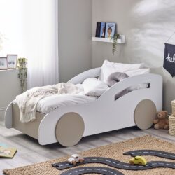 Atlantis - Single - Car Themed Kids Bed - White/Taupe - Wooden - 3ft - Happy Beds