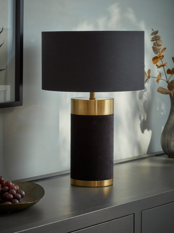 Black Velvet & Gold Table Lamp