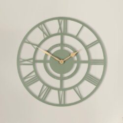 Brossard Wooden Round Wall Clock In Olive