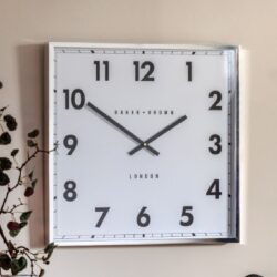 Budapest Wooden Square Wall Clock In Chrome