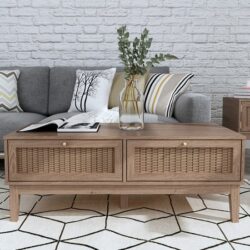 Burdon Wooden Coffee Table With 2 Drawers In Oak
