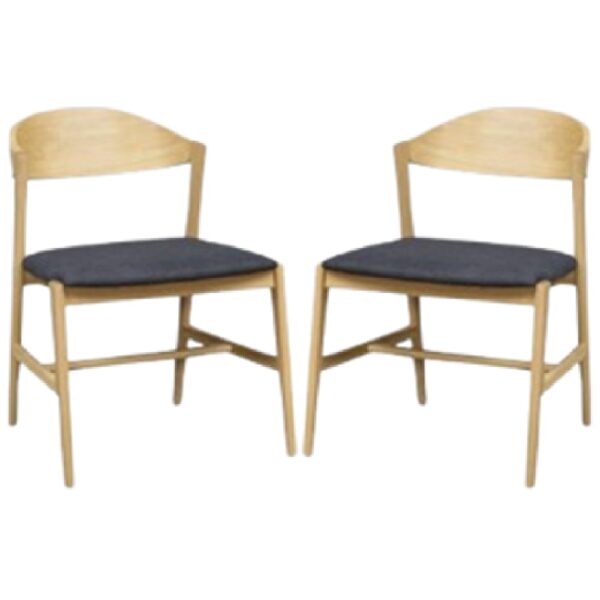 Cairo Oak Wooden Dining Chairs With Fabric Seat In Pair