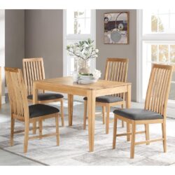 Derry Wooden Dining Table With 4 Chairs In Oak