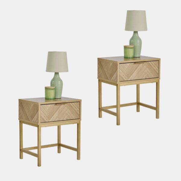 Ducie Herringbone Bedside Tables Set of 2