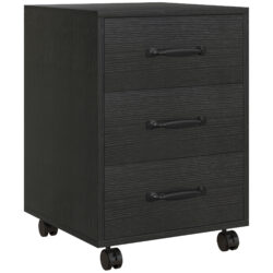 HOMCOM 3 Drawer File Cabinet, Mobile Filing Cabinet on Wheels for Home Office, Study, Black Aosom UK