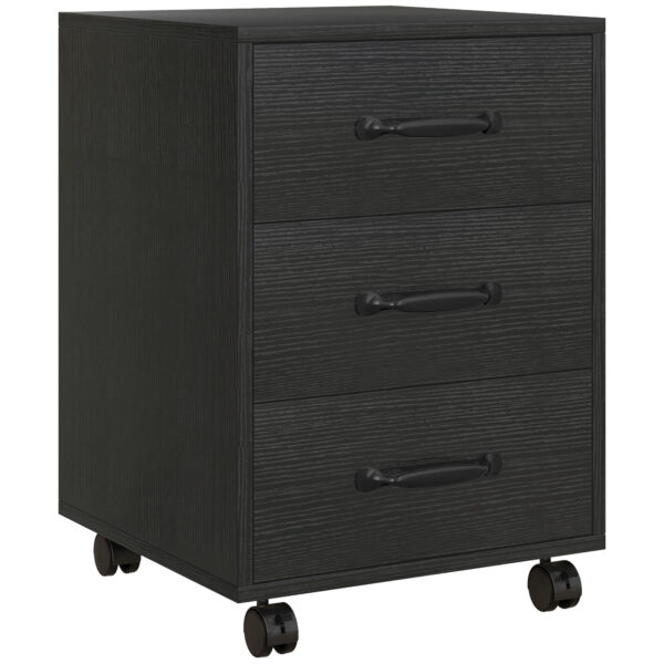 HOMCOM 3 Drawer File Cabinet, Mobile Filing Cabinet on Wheels for Home Office, Study, Black Aosom UK