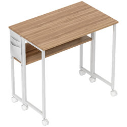 HOMCOM 80 cm Drop Leaf Writing Work Desk - Natural Wood Finish