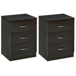 HOMCOM Bedside Cabinet with Drawer and Shelf, White Bedside Table for Bedroom, Living Room, Nightstand Side Table with Metal Rail Set of 2
