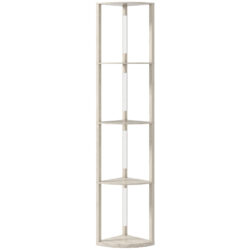HOMCOM Corner Floor Lamp for Living Room Bedroom with Dimmable Warm White LED Light, Modern Tall Standing Lamp, Oak