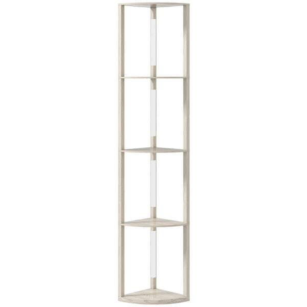 HOMCOM Corner Floor Lamp for Living Room Bedroom with Dimmable Warm White LED Light, Modern Tall Standing Lamp, Oak
