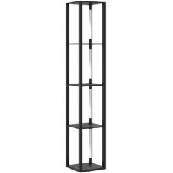 HOMCOM Floor Lamp with Shelves, 4 Layer Dimmable Column Modern Standing Lamp with 3 Brightness Levels and Foot Switch for Living Room, Bedroom, Office, Black