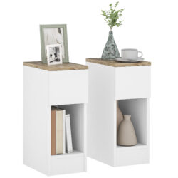 HOMCOM Set of Two Modern Storage Bedside Tables - White Aosom UK