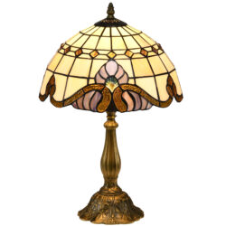 HOMCOM Stained Glass Bedroom Table Lamp, Handmade Antique Bedside Light, Decorative Night Light for Bedroom, Living Room, Home Aosom UK