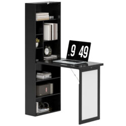 HOMCOM Three-Part Work Desk, with Storage and Chalkboard - Black