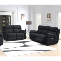 Hialeah Fabric Electric Recliner 3+2 Seater Sofa Set In Black