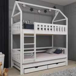 Irmo Wooden Bunk Bed And Trundle With Bonnell Mattress In White