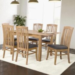 Kamiah Small Wooden Extending Dining Table With 6 Chairs In Oak