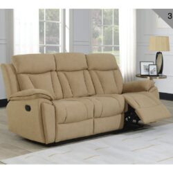 Killeen Fabric Recliner 3 Seater Sofa In Sand