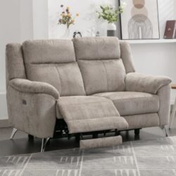 Mankato Fabric Electric Recliner 2 Seater Sofa In Fossil