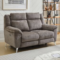 Mankato Fabric Electric Recliner 2 Seater Sofa In Stone