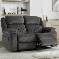 Martinez Fabric Recliner 2 Seater Sofa In Iron