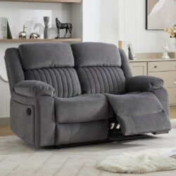 Martinez Fabric Recliner 2 Seater Sofa In Slate Grey