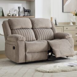 Martinez Fabric Recliner 2 Seater Sofa In Taupe