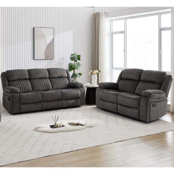 Martinez Fabric Recliner 3+2 Seater Sofa Set In Iron
