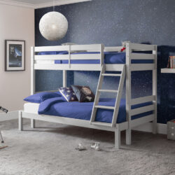 Merlin - Single/Small Double - Triple Sleeper Bunk Bed With Single Top and Small Double Bottom - Dove Grey - Wooden - 3ft/4ft - Happy Beds