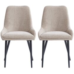 Omaha Biscuit Fabric Dining Chairs In Pair