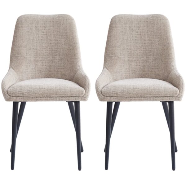 Omaha Biscuit Fabric Dining Chairs In Pair