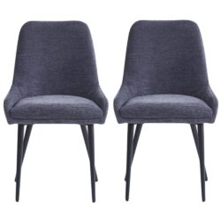 Omaha Graphite Grey Fabric Dining Chairs In Pair