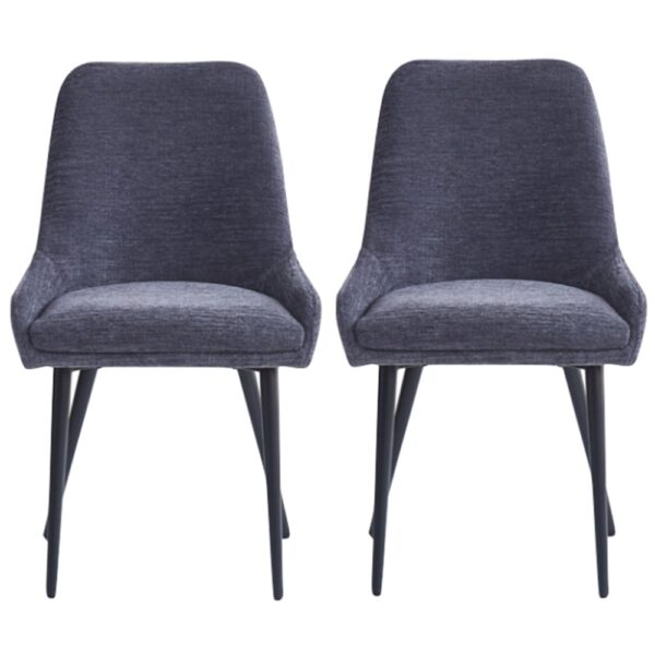 Omaha Graphite Grey Fabric Dining Chairs In Pair